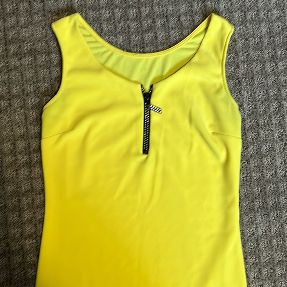 Yellow tank with rhinestone zip